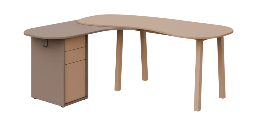 RGY 01 L stůl kancelářský, rohový, levý, masivní dřevěná podnož, deska 18 mm, široký 1840 mm, neutrální